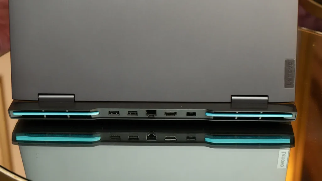 This laptop has multiple ports.